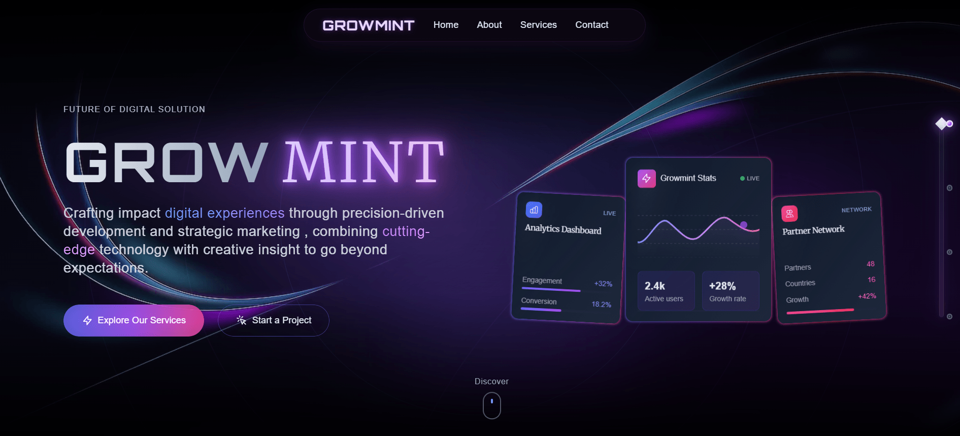 Growmint — High-performance agency site driving digital transformation and growth